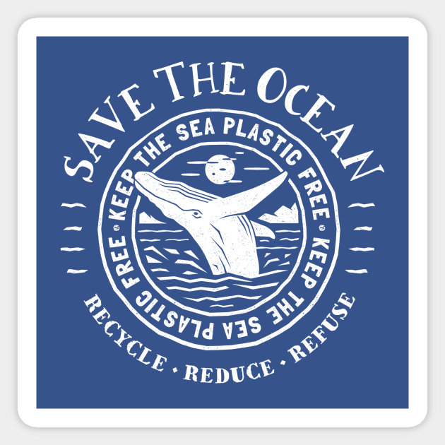 Keep the Sea Plastic Free - Save The Ocean - Humpback Whale Sticker by bangtees